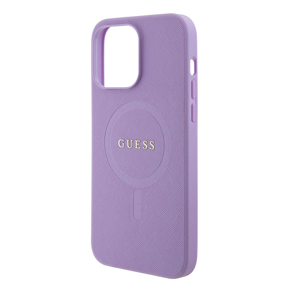 iPhone 15 Pro Max Kılıf Guess Orijinal Lisanslı M-safe Şarj Özellikli Yazı Logolu Saffiano Kılıf