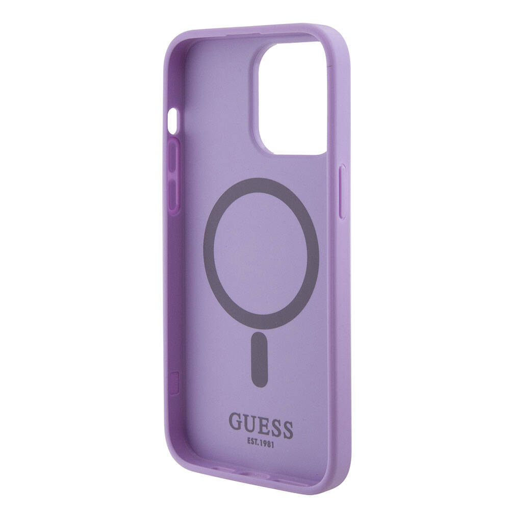 iPhone 15 Pro Max Kılıf Guess Orijinal Lisanslı M-safe Şarj Özellikli Yazı Logolu Saffiano Kılıf
