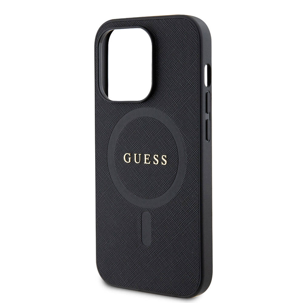 iPhone 15 Pro Max Kılıf Guess Orijinal Lisanslı M-safe Şarj Özellikli Yazı Logolu Saffiano Kılıf