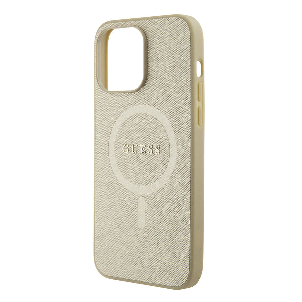 iPhone 15 Pro Max Kılıf Guess Orijinal Lisanslı M-safe Şarj Özellikli Yazı Logolu Saffiano Kılıf