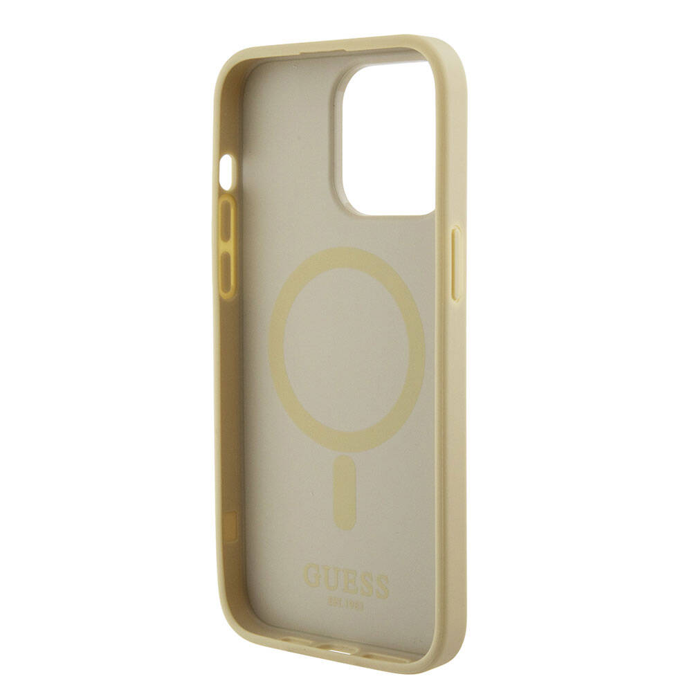 iPhone 15 Pro Max Kılıf Guess Orijinal Lisanslı M-safe Şarj Özellikli Yazı Logolu Saffiano Kılıf