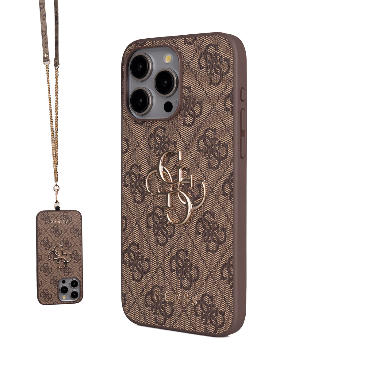 iPhone 15 Pro Max Kılıf Guess Orijinal Lisanslı PU Deri 4G Büyük Metal Logolu Çapraz Vücut Askılı Kılıf