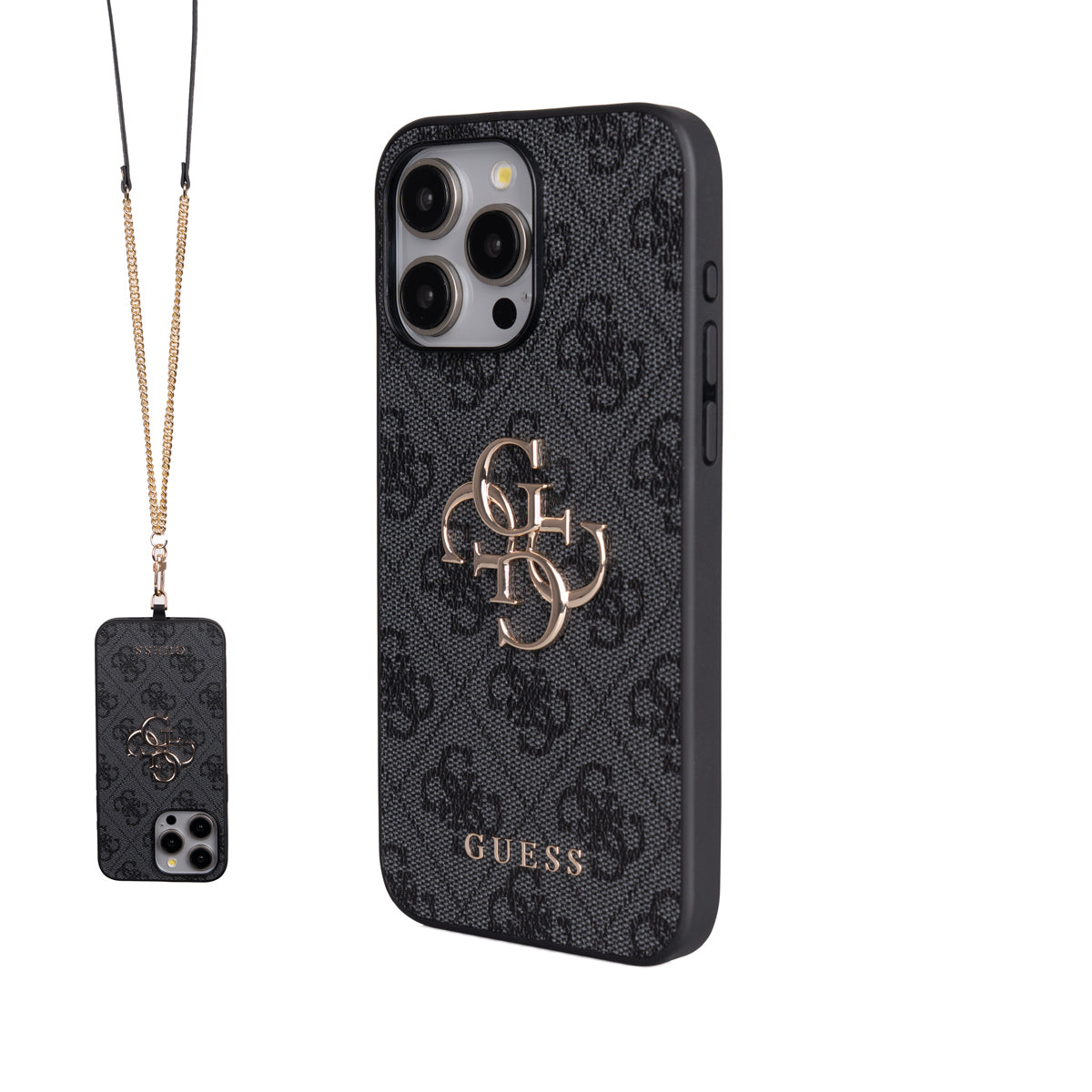 iPhone 15 Pro Max Kılıf Guess Orijinal Lisanslı PU Deri 4G Büyük Metal Logolu Çapraz Vücut Askılı Kılıf