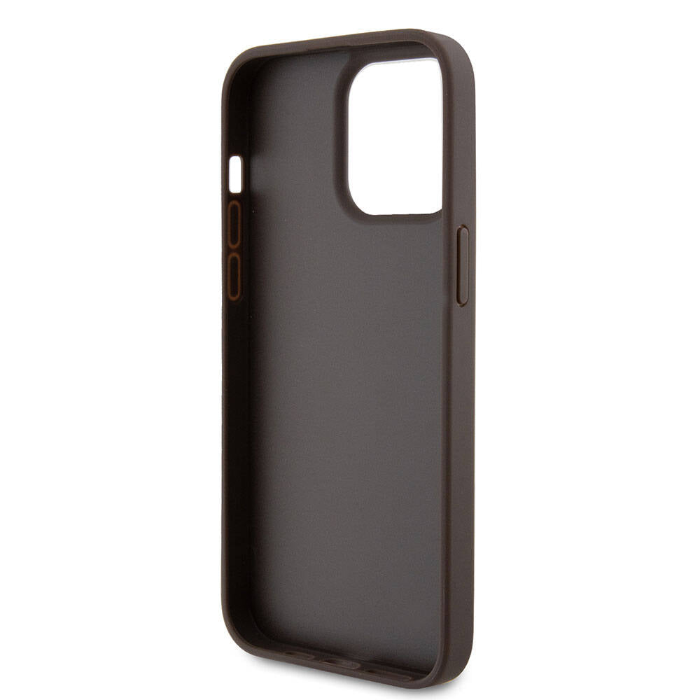 iPhone 15 Pro Max Kılıf Guess Orijinal Lisanslı PU Deri Askılı Taşlı Üçgen Logo 4G Desenli Strass Crossbody Kılıf