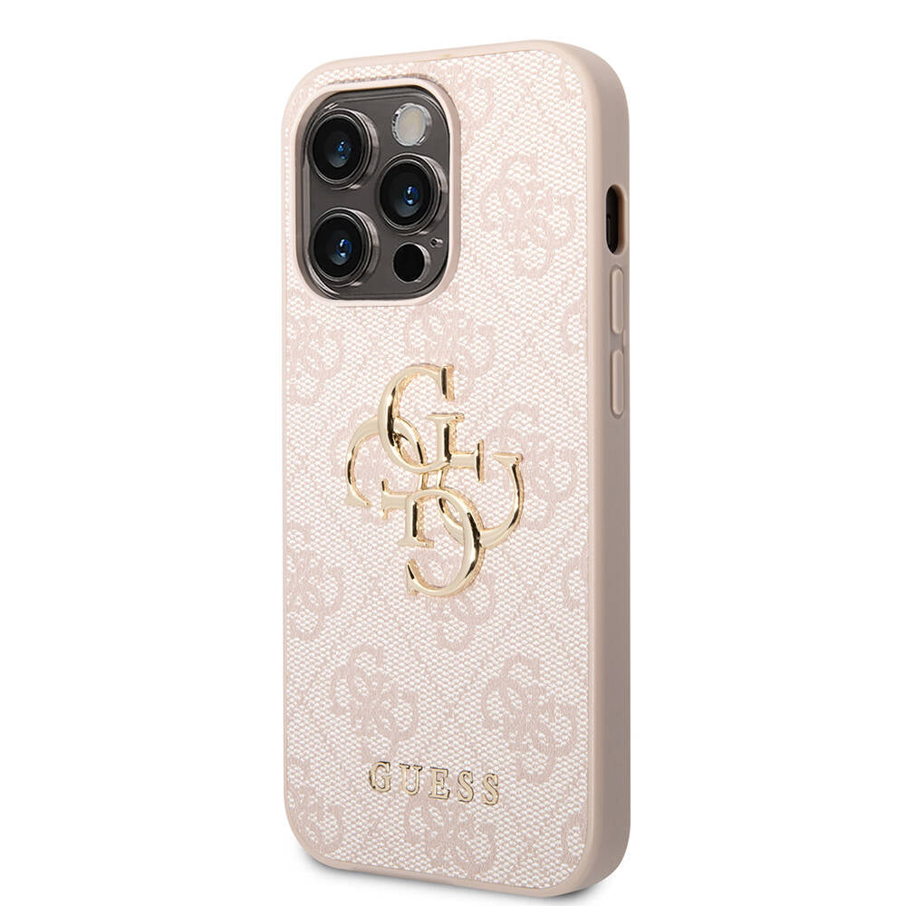 iPhone 15 Pro Max Kılıf Guess Orijinal Lisanslı PU Deri Yazı ve 4G Metal Logolu Desenli Kılıf