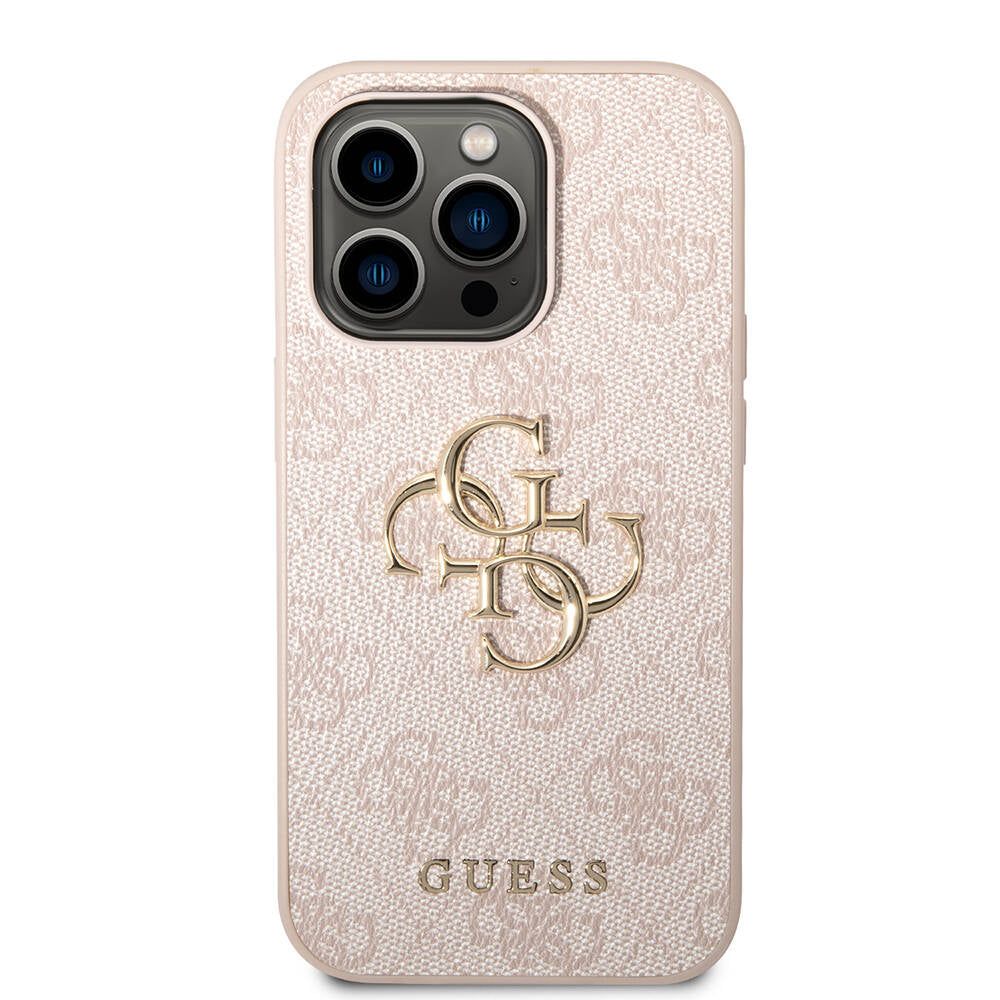 iPhone 15 Pro Max Kılıf Guess Orijinal Lisanslı PU Deri Yazı ve 4G Metal Logolu Desenli Kılıf