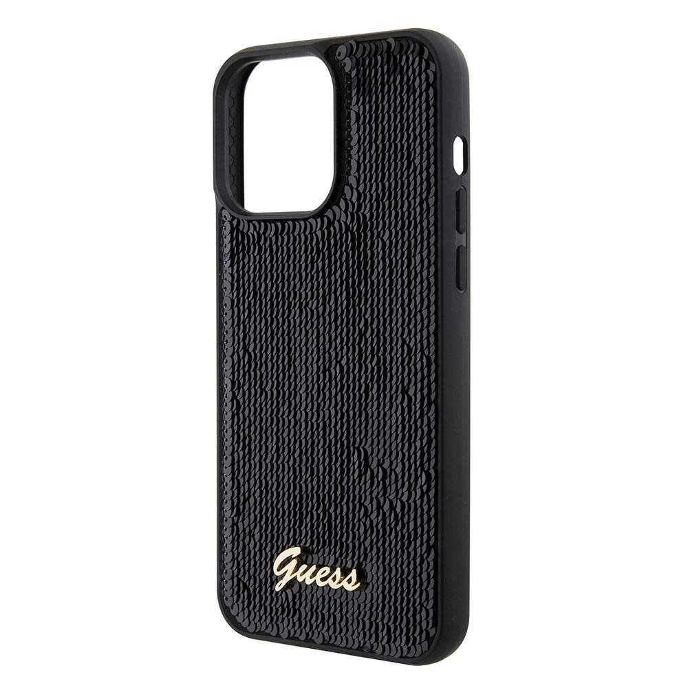 iPhone 15 Pro Max Kılıf Guess Orijinal Lisanslı Pullu Arka Yüzey Metal Yazı Logolu Sequin Script Kılıf