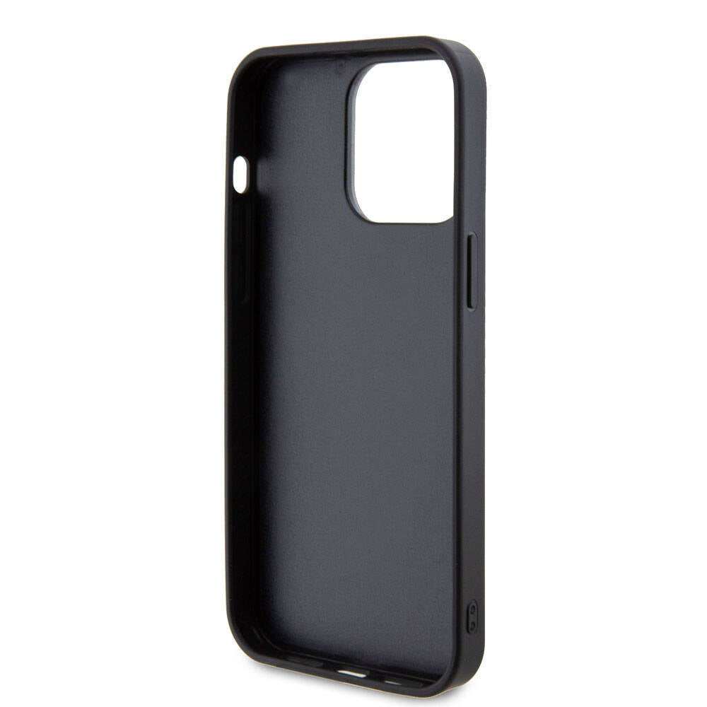 iPhone 15 Pro Max Kılıf Guess Orijinal Lisanslı Taşlı Arka Yüzey Metal Yazı Logolu Kılıf