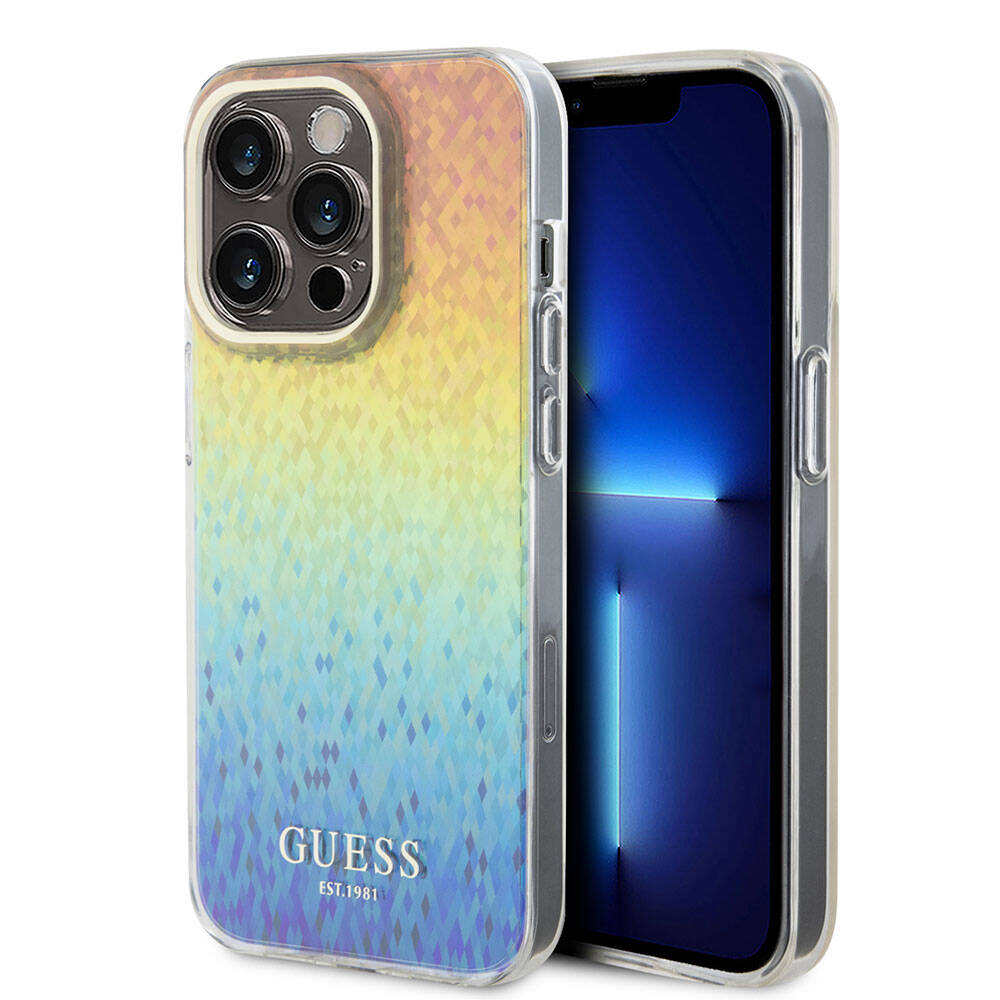 iPhone 15 Pro Max Kılıf Guess Orijinal Lisanslı Yazı Logolu Mirror Disco Kılıf