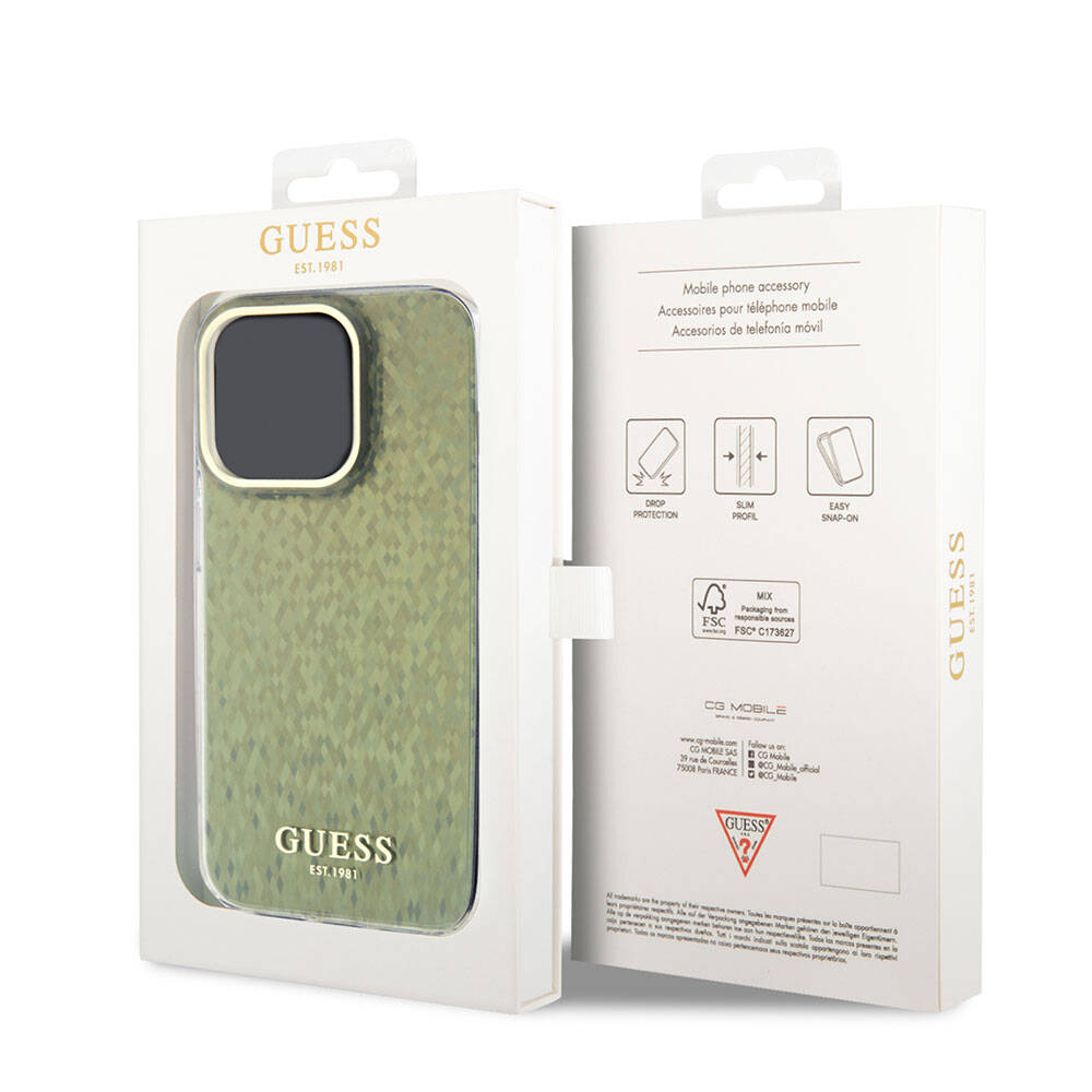 iPhone 15 Pro Max Kılıf Guess Orijinal Lisanslı Yazı Logolu Mirror Disco Kılıf