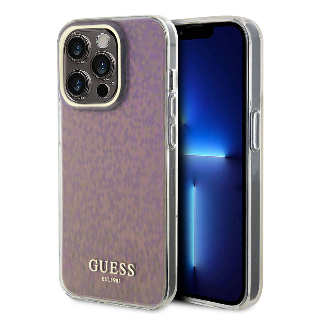 iPhone 15 Pro Max Kılıf Guess Orijinal Lisanslı Yazı Logolu Mirror Disco Kılıf