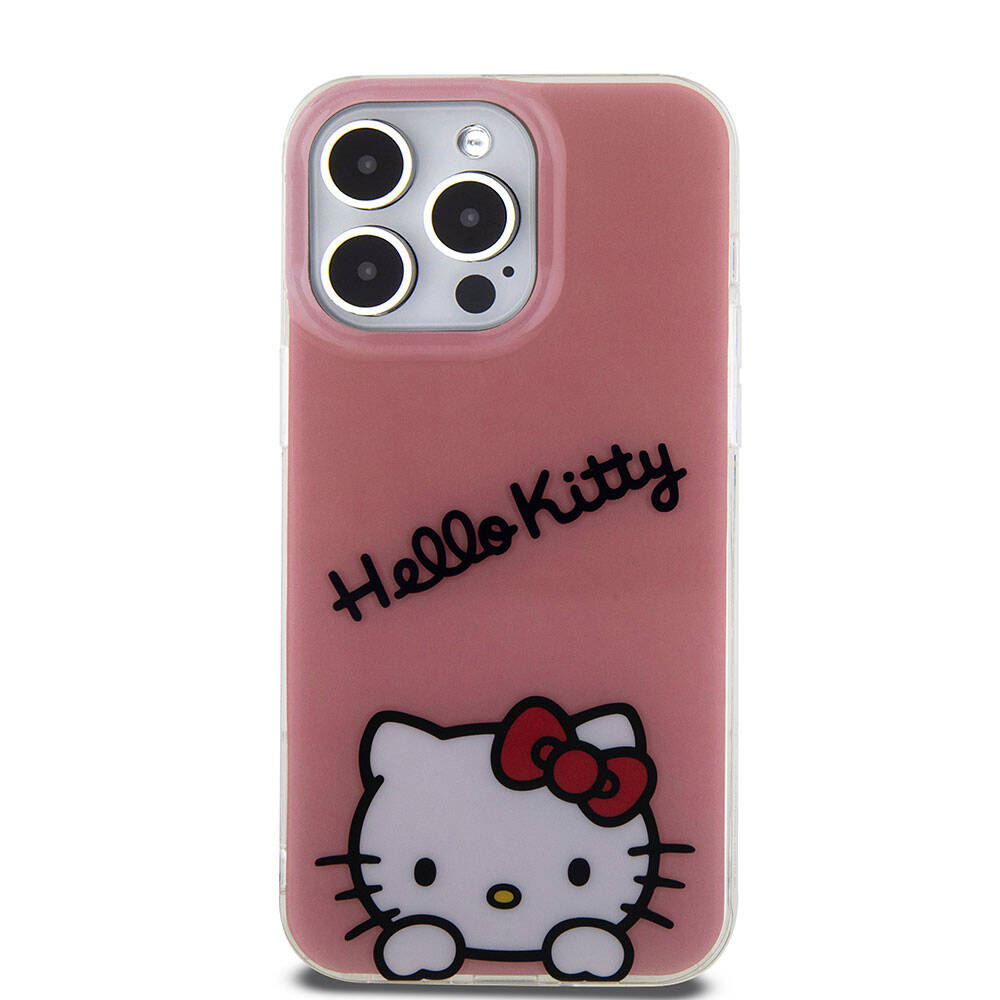 iPhone 15 Pro Max Kılıf Hello Kitty Orijinal Lisanslı Askılı Yazı ve İkonik Logolu Daydreaming Kılıf