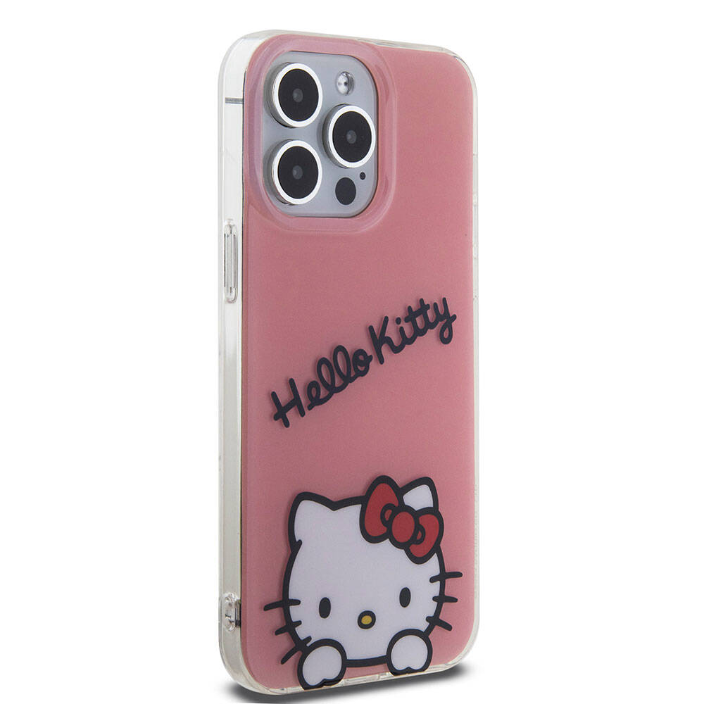 iPhone 15 Pro Max Kılıf Hello Kitty Orijinal Lisanslı Askılı Yazı ve İkonik Logolu Daydreaming Kılıf