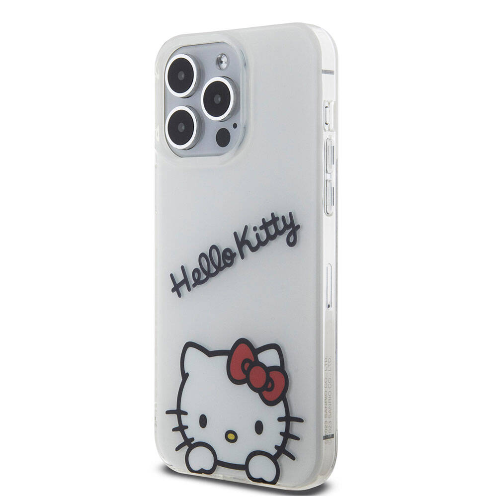 iPhone 15 Pro Max Kılıf Hello Kitty Orijinal Lisanslı Askılı Yazı ve İkonik Logolu Daydreaming Kılıf