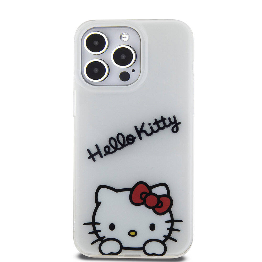 iPhone 15 Pro Max Kılıf Hello Kitty Orijinal Lisanslı Askılı Yazı ve İkonik Logolu Daydreaming Kılıf