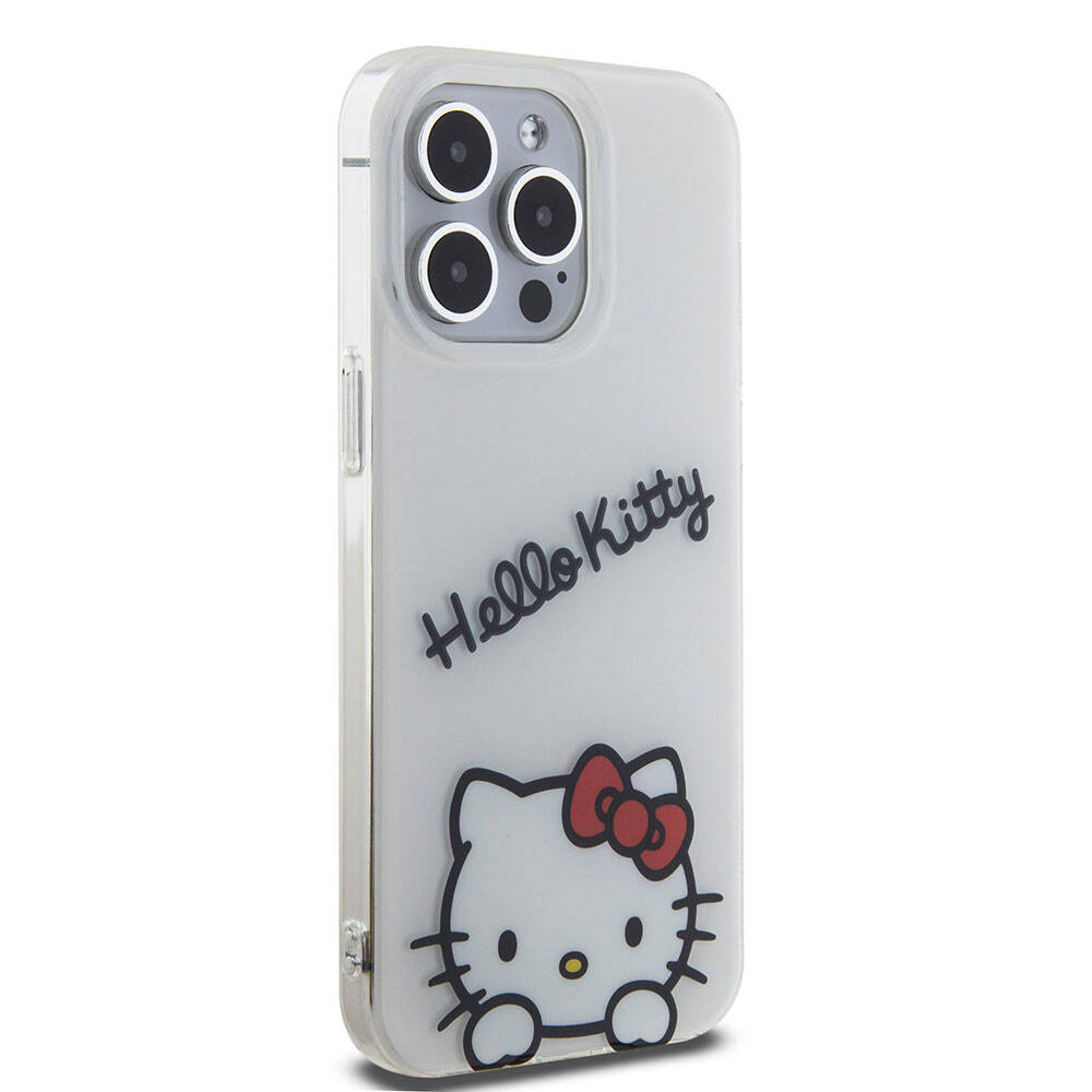 iPhone 15 Pro Max Kılıf Hello Kitty Orijinal Lisanslı Askılı Yazı ve İkonik Logolu Daydreaming Kılıf