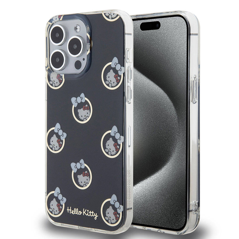 iPhone 15 Pro Max Kılıf Hello Kitty Orijinal Lisanslı Elektroplating Kaplama Kabarcık Baskılı Kılıf