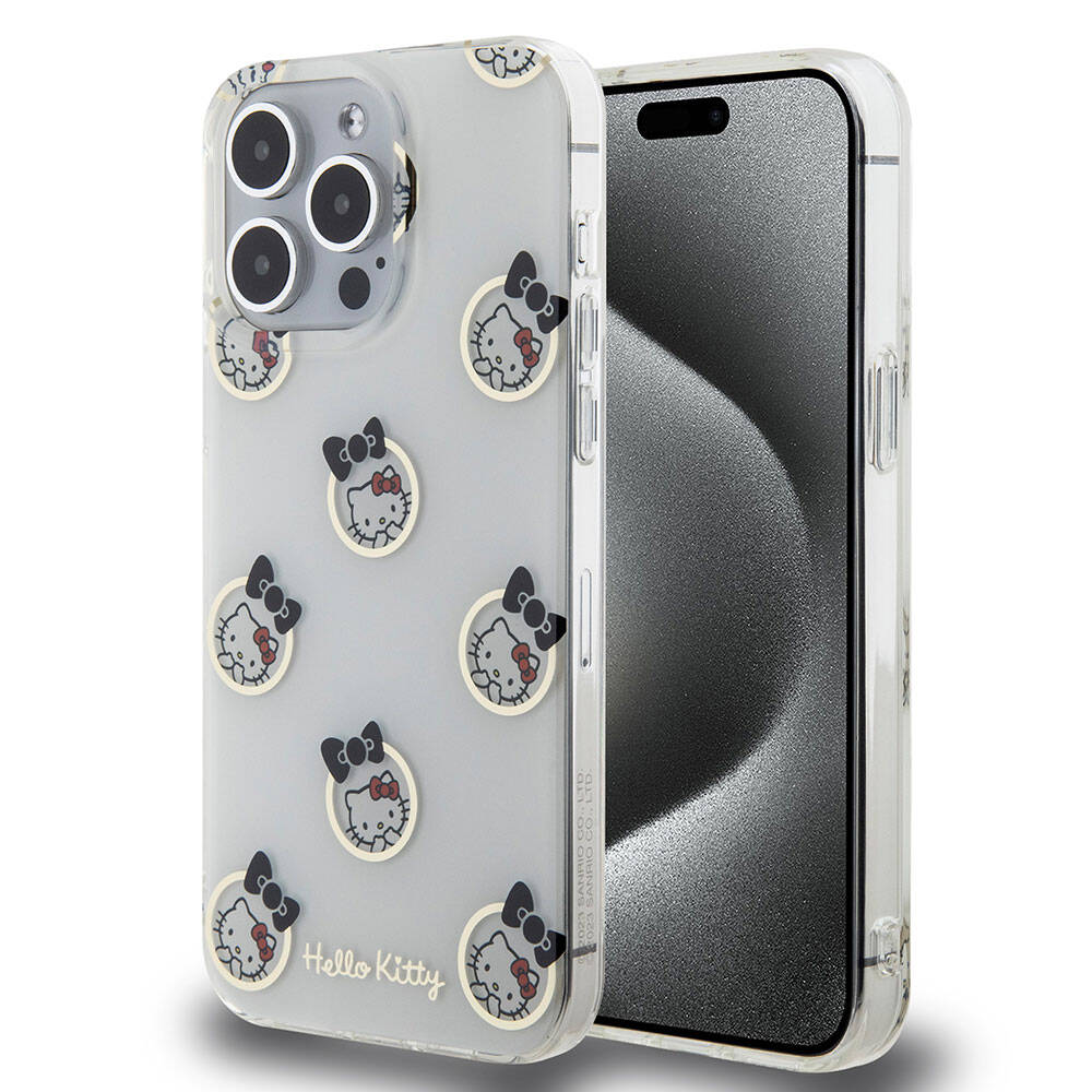 iPhone 15 Pro Max Kılıf Hello Kitty Orijinal Lisanslı Elektroplating Kaplama Kabarcık Baskılı Kılıf