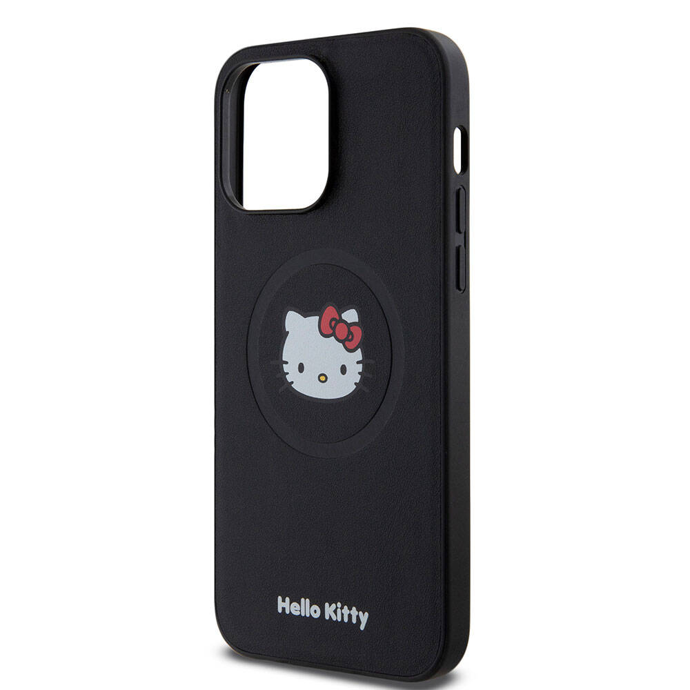 iPhone 15 Pro Max Kılıf Hello Kitty Orijinal Lisanslı M-safe Şarj Özellikli Kitty Head Deri Kılıf