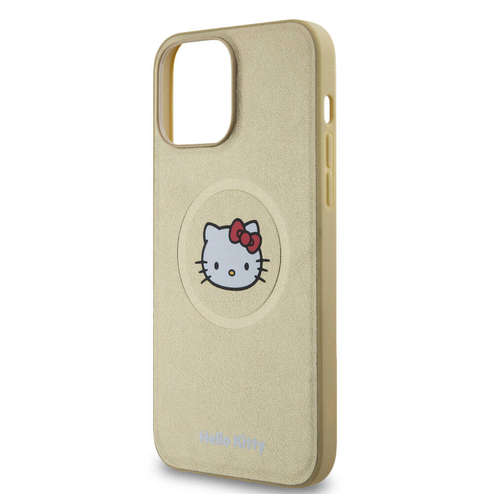 iPhone 15 Pro Max Kılıf Hello Kitty Orijinal Lisanslı M-safe Şarj Özellikli Kitty Head Deri Kılıf