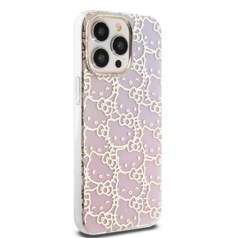 iPhone 15 Pro Max Kılıf Hello Kitty Orijinal Lisanslı Renk Geçişli Elektroplating Kaplama Kitty Head Desenli Kılıf