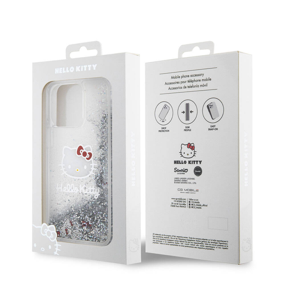 iPhone 15 Pro Max Kılıf Hello Kitty orijinal Lisanslı İkonik Sıvılı Glitter Kılıf