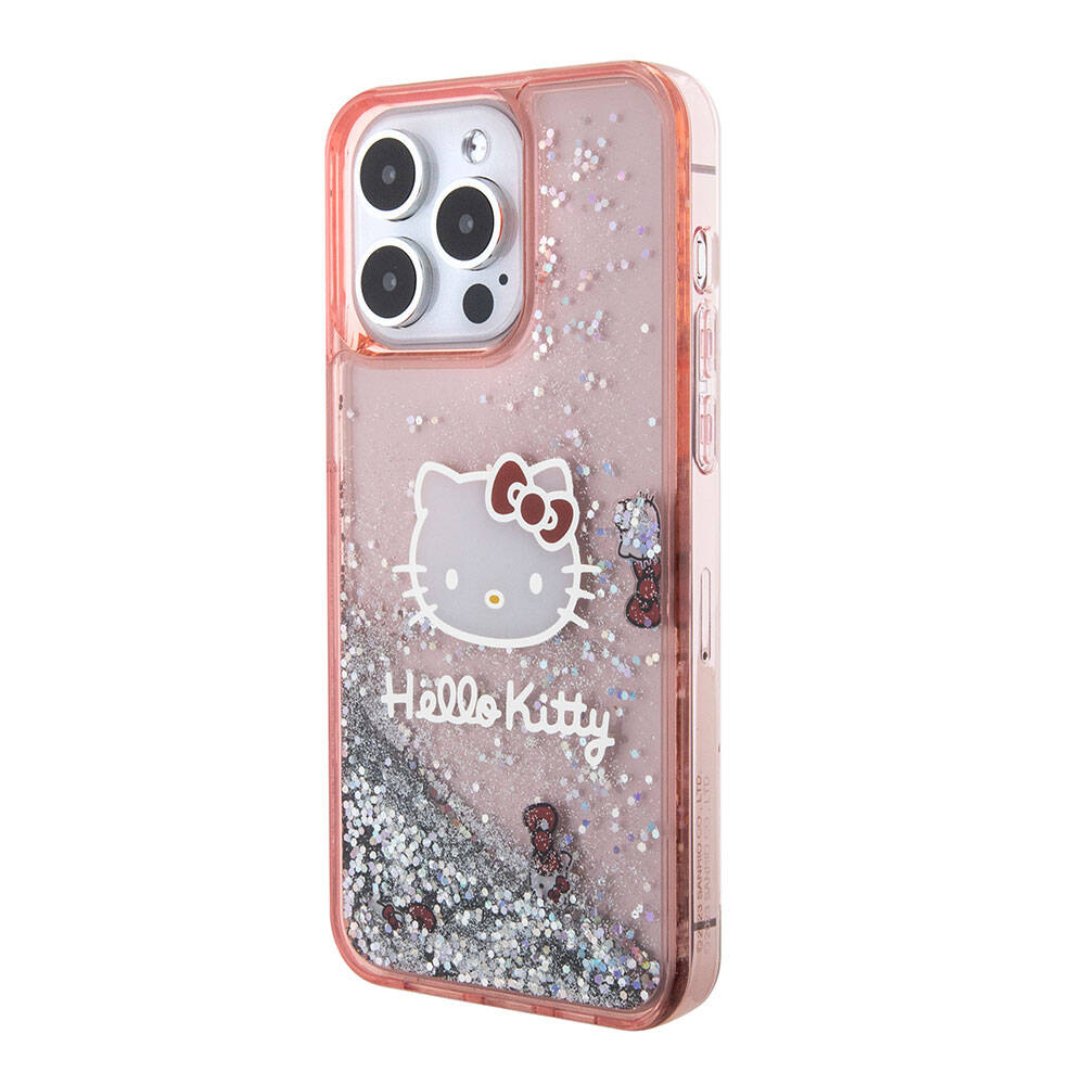 iPhone 15 Pro Max Kılıf Hello Kitty orijinal Lisanslı İkonik Sıvılı Glitter Kılıf