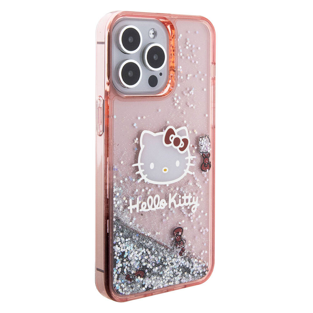 iPhone 15 Pro Max Kılıf Hello Kitty orijinal Lisanslı İkonik Sıvılı Glitter Kılıf