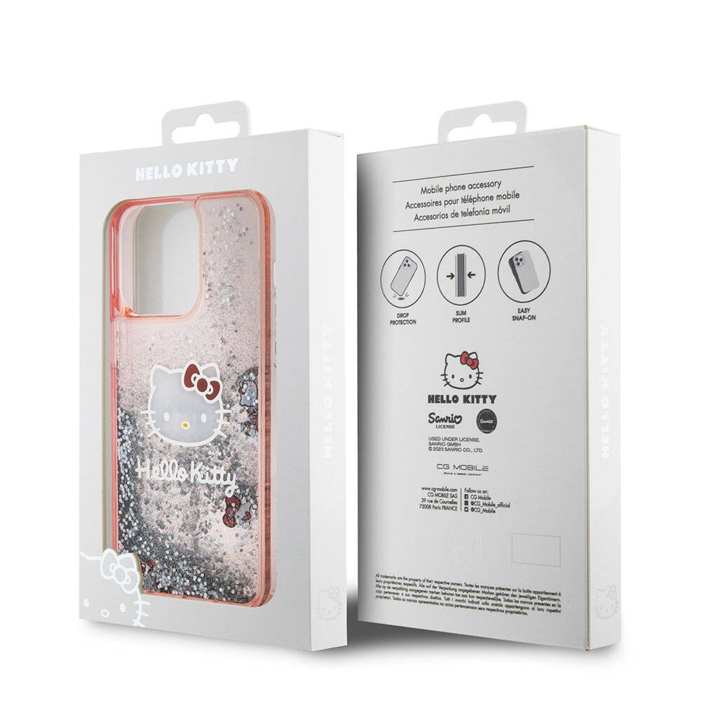iPhone 15 Pro Max Kılıf Hello Kitty orijinal Lisanslı İkonik Sıvılı Glitter Kılıf