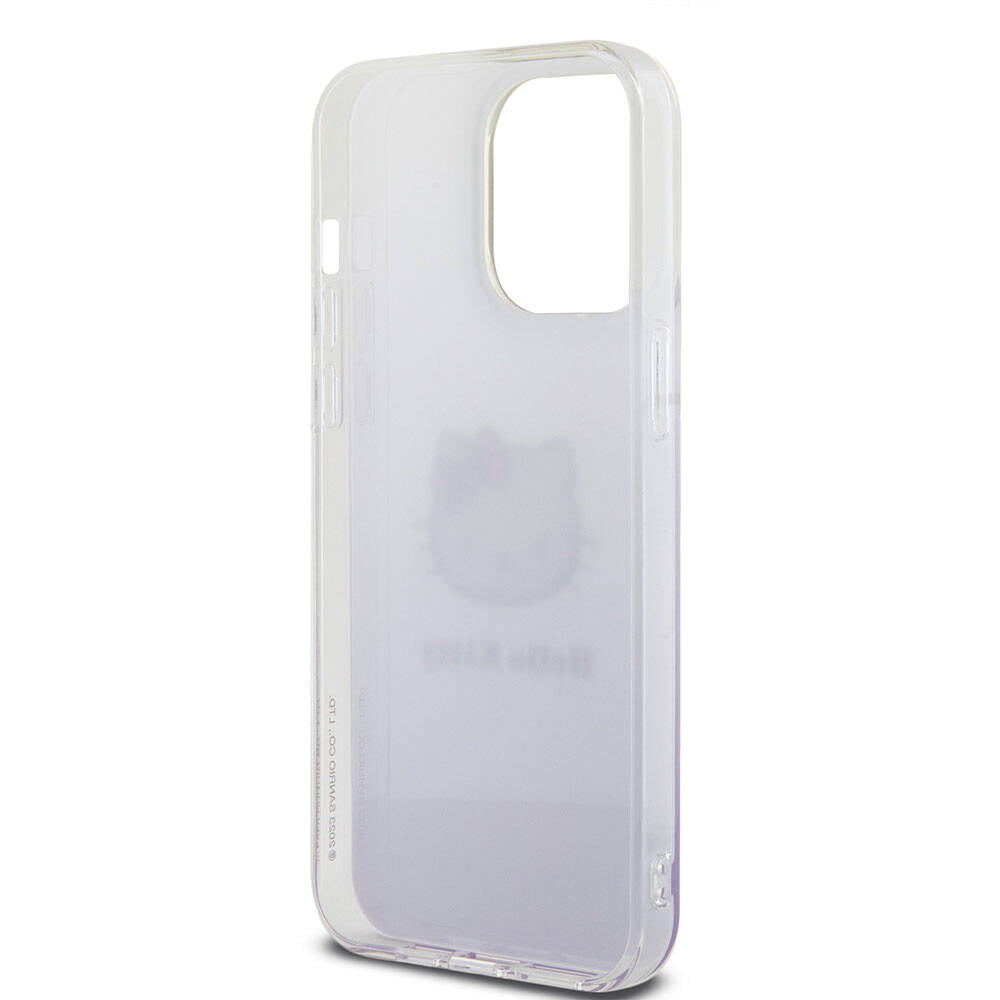 iPhone 15 Pro Max Kılıf Hello Kitty orijinal Lisanslı Yazı ve İkonik Logolu Elektroplating Kaplama Gradyan Kılıf