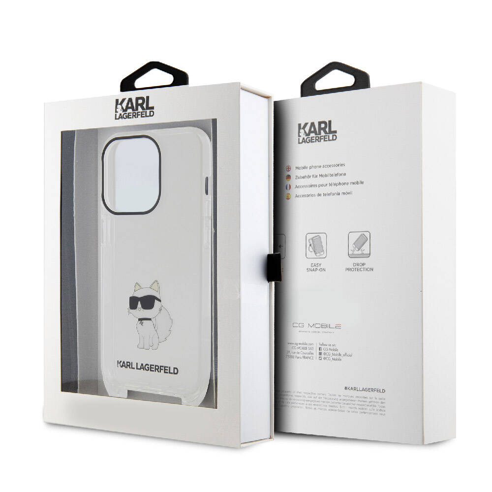 iPhone 15 Pro Max Kılıf Karl Lagerfeld Orijinal Lisanslı Boyun Askılı Choupette İkonik Crossbody Kılıf