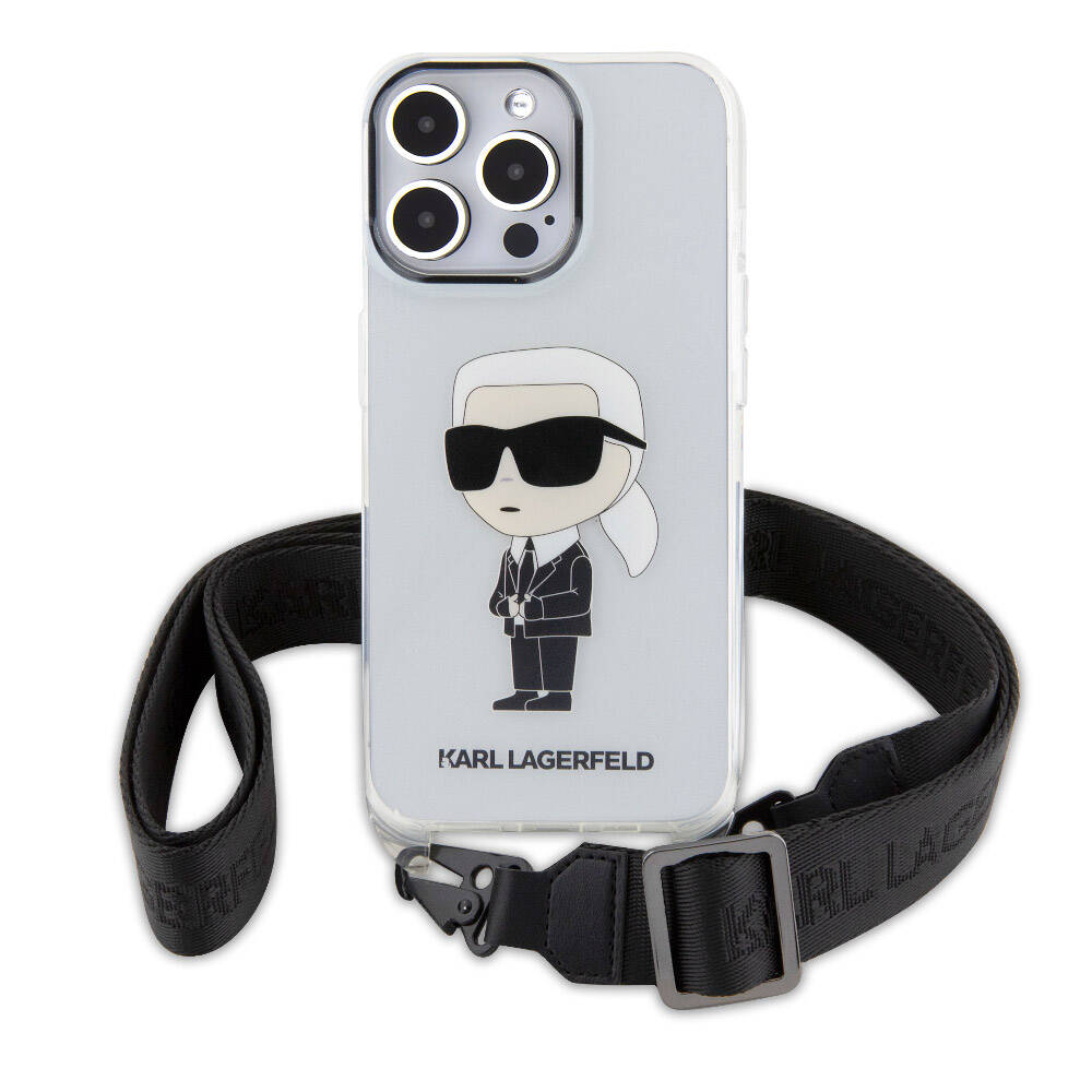 iPhone 15 Pro Max Kılıf Karl Lagerfeld Orijinal Lisanslı Boyun Askılı Karl İkonik Crossbody Kılıf
