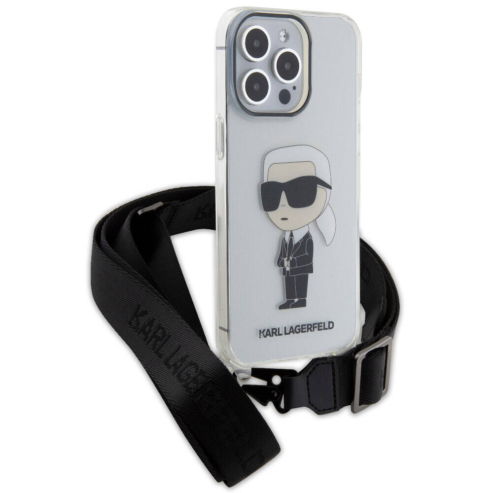 iPhone 15 Pro Max Kılıf Karl Lagerfeld Orijinal Lisanslı Boyun Askılı Karl İkonik Crossbody Kılıf
