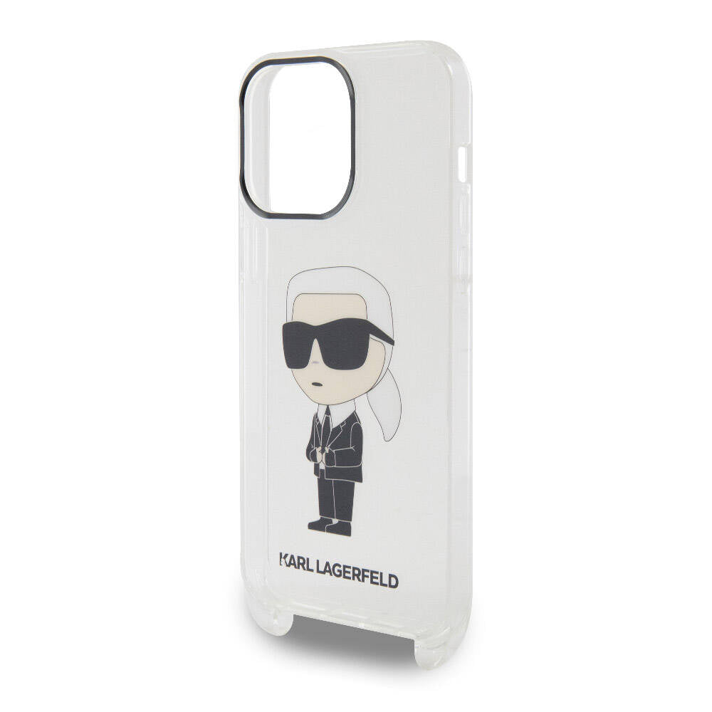 iPhone 15 Pro Max Kılıf Karl Lagerfeld Orijinal Lisanslı Boyun Askılı Karl İkonik Crossbody Kılıf