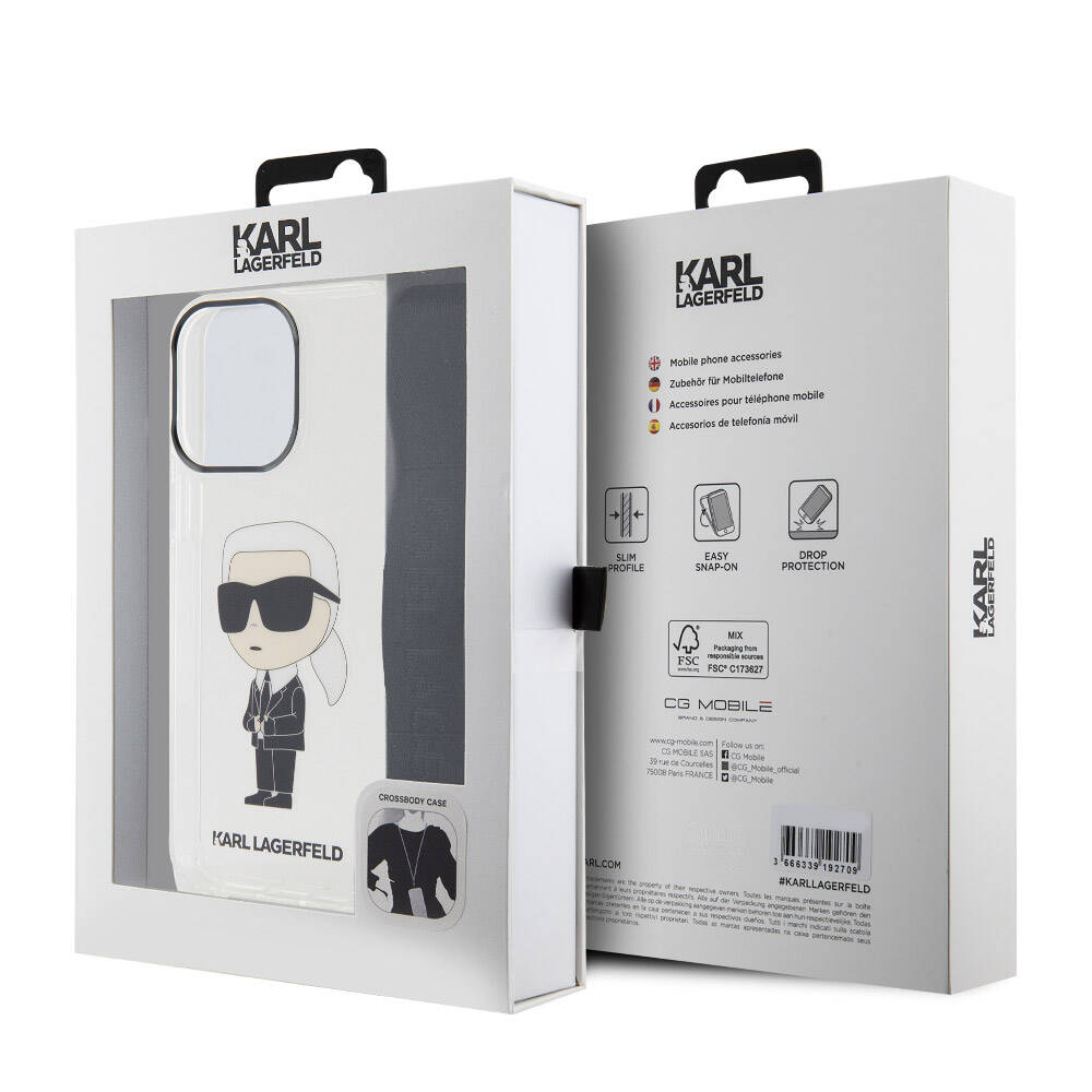 iPhone 15 Pro Max Kılıf Karl Lagerfeld Orijinal Lisanslı Boyun Askılı Karl İkonik Crossbody Kılıf