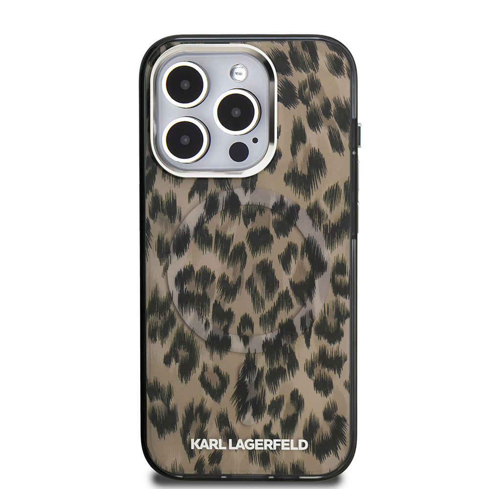 iPhone 15 Pro Max Kılıf Karl Lagerfeld Orijinal Lisanslı IML Leopar Baskılı Kılıf