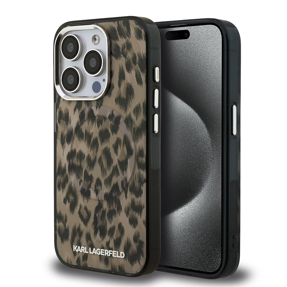 iPhone 15 Pro Max Kılıf Karl Lagerfeld Orijinal Lisanslı IML Leopar Baskılı Kılıf