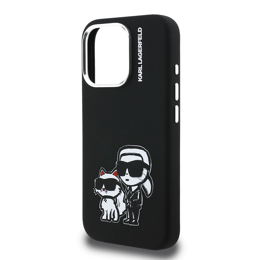 iPhone 15 Pro Max Kılıf Karl Lagerfeld Orijinal Lisanslı Karl & Choupette Sketch Logo Sililkon Kılıf