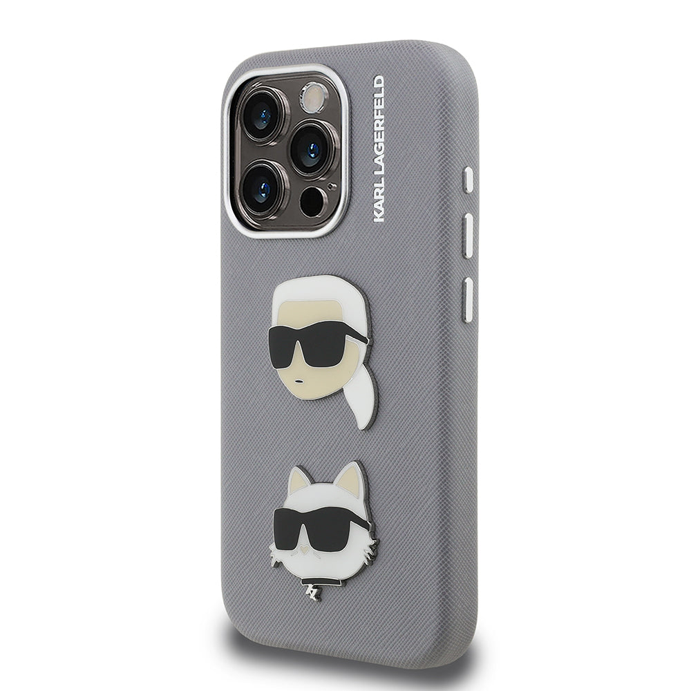 iPhone 15 Pro Max Kılıf Karl Lagerfeld Orijinal Lisanslı K&C Heads Pin Kılıf