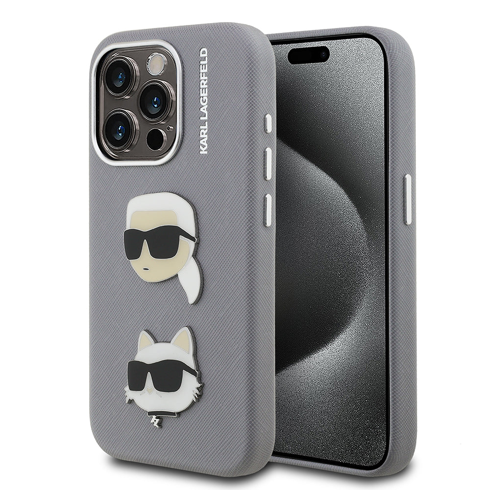 iPhone 15 Pro Max Kılıf Karl Lagerfeld Orijinal Lisanslı K&C Heads Pin Kılıf