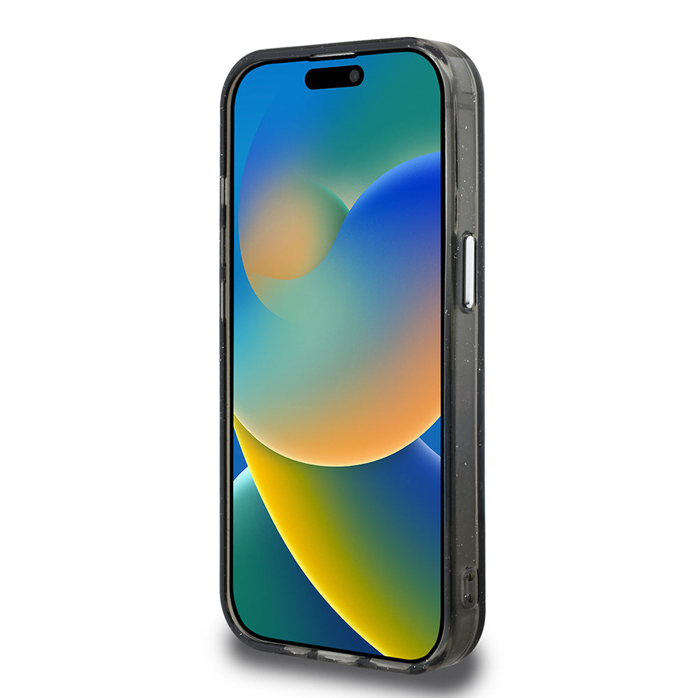 iPhone 15 Pro Max Kılıf Karl Lagerfeld Orijinal Lisanslı Parlayan Simli Karl & Choupette Sketch Logo Kılıf