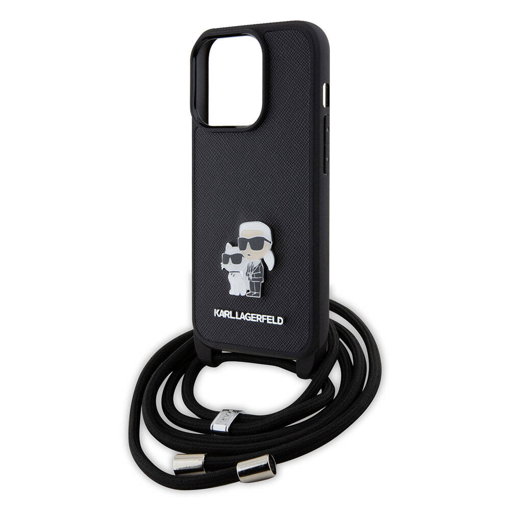 iPhone 15 Pro Max Kılıf Karl Lagerfeld Askı İpli K&C Metal Logo Orijinal Lisanslı Kılıf