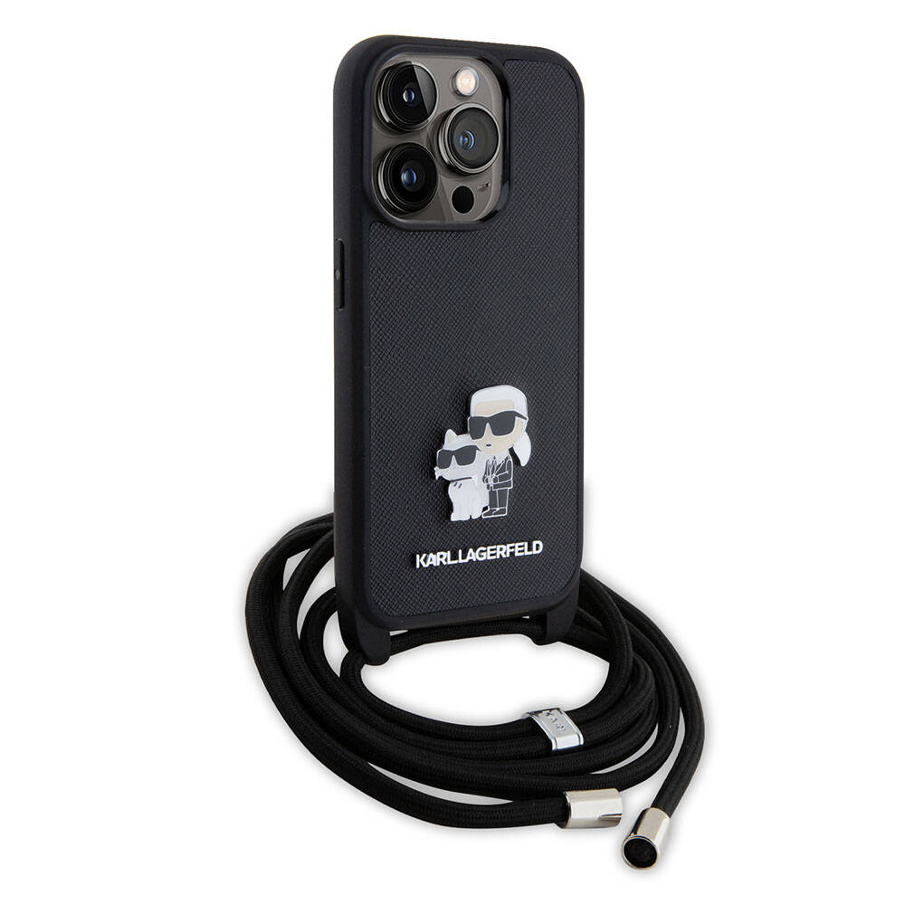 iPhone 15 Pro Max Kılıf Karl Lagerfeld Askı İpli K&C Metal Logo orijinal Lisanslı Kılıf