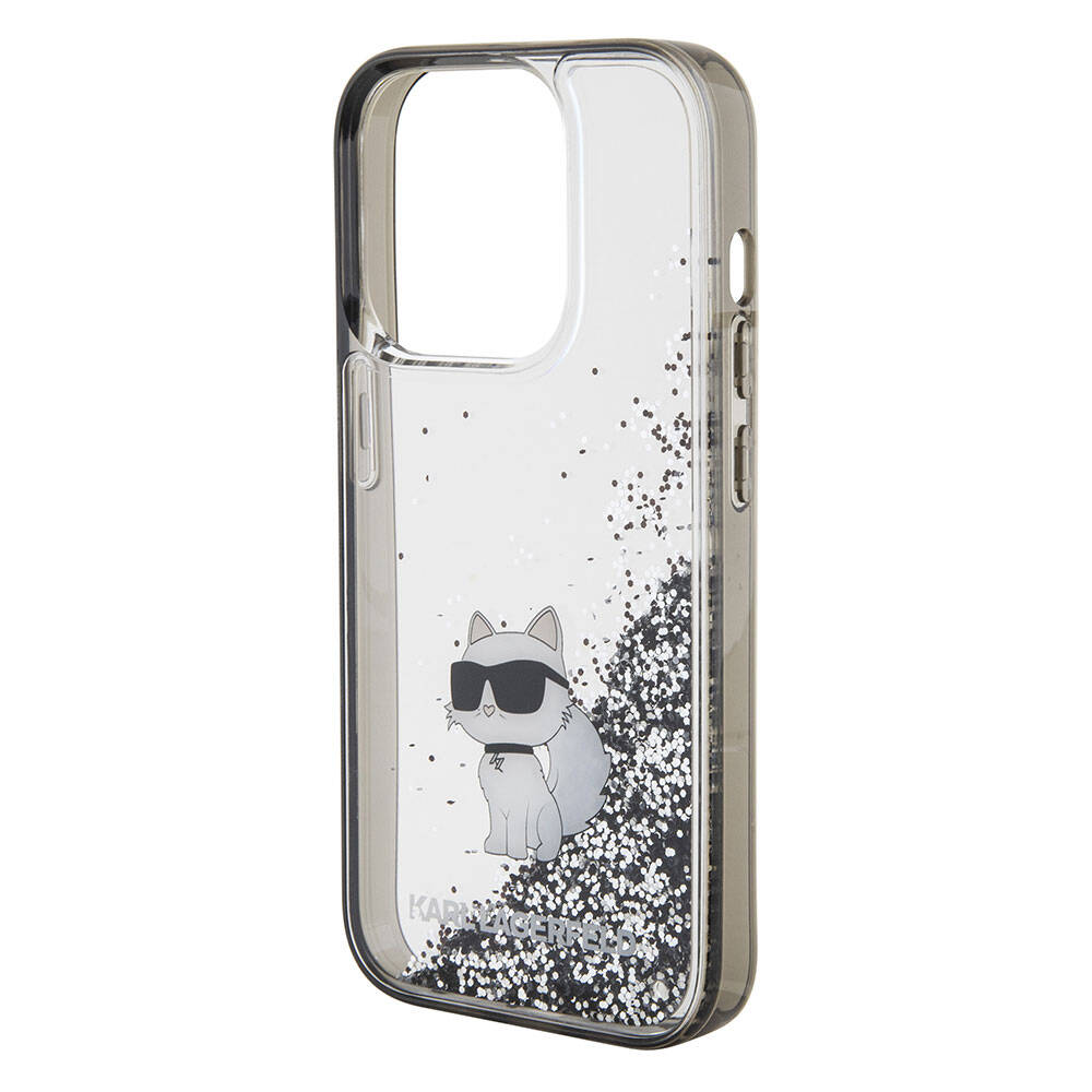 iPhone 15 Pro Max Kılıf Karl Lagerfeld Choupette Sıvılı Glitter Orijinal Lisanslı Kılıf