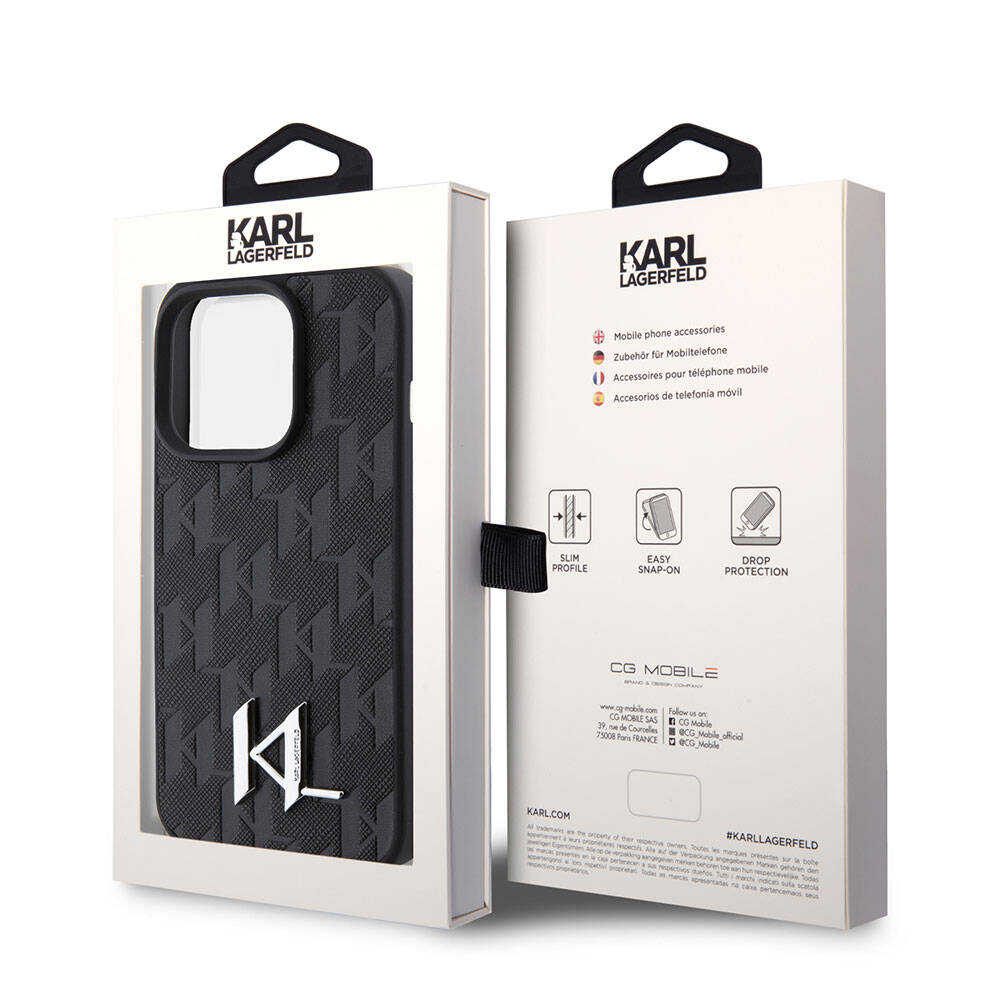iPhone 15 Pro Max Kılıf Karl Lagerfeld Hot Stamp K&L Metal Logo Orijinal Lisanslı Kılıf