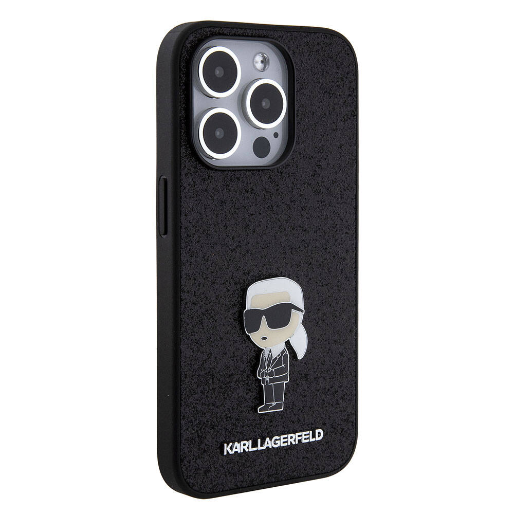 iPhone 15 Pro Max Kılıf Karl Lagerfeld İkonik Fixed Glitter Metal Logo orijinal Lisanslı Kılıf