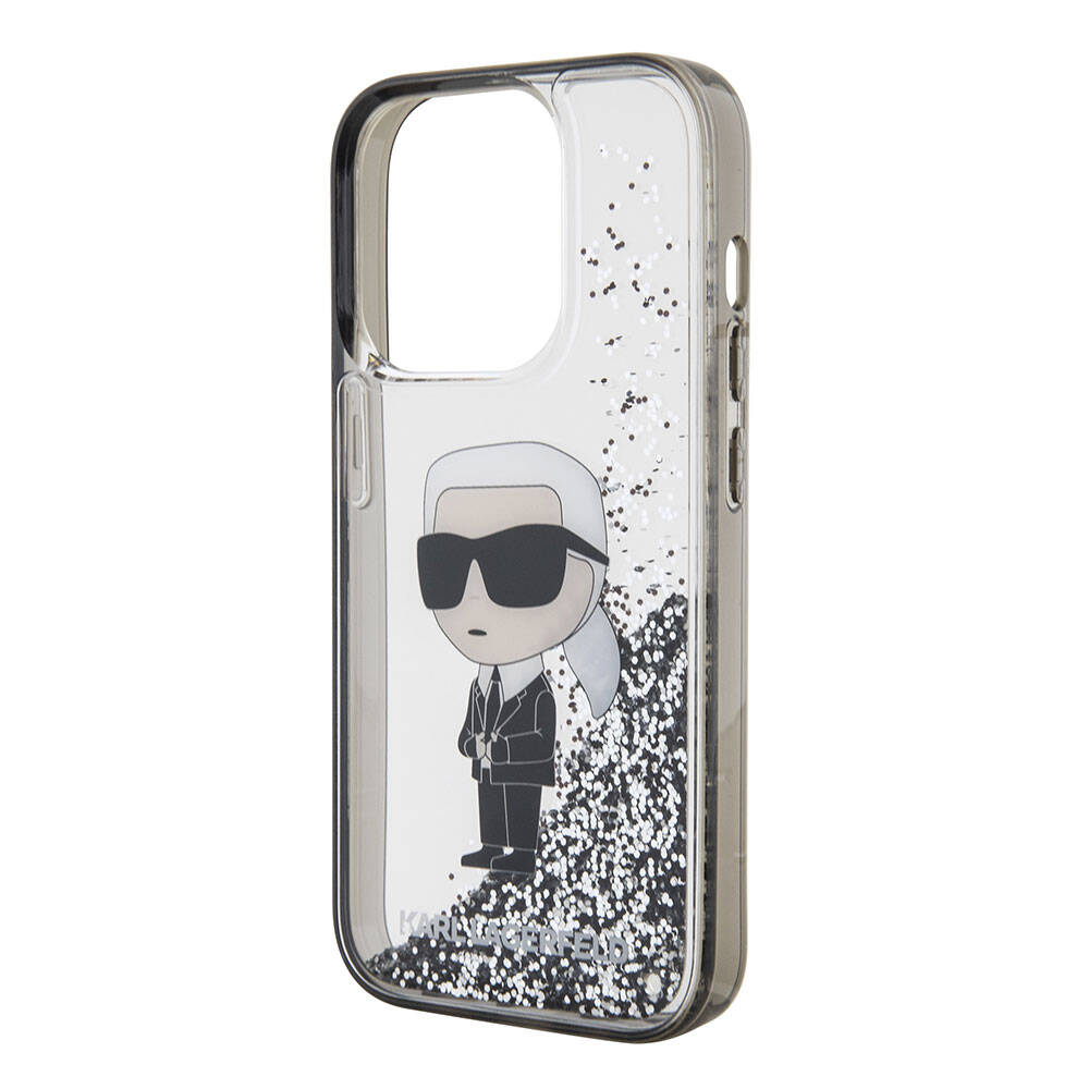 iPhone 15 Pro Max Kılıf Karl Lagerfeld İkonik Sıvılı Glitter Orijinal Lisanslı Kılıf