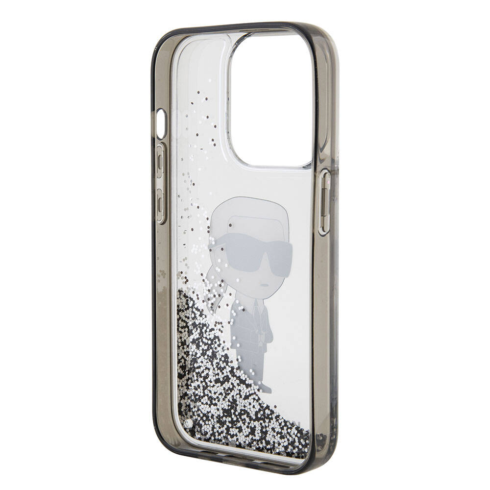 iPhone 15 Pro Max Kılıf Karl Lagerfeld İkonik Sıvılı Glitter Orijinal Lisanslı Kılıf