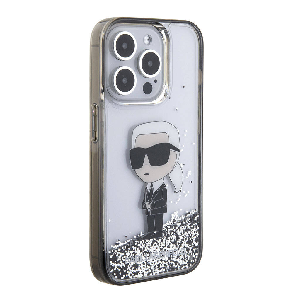 iPhone 15 Pro Max Kılıf Karl Lagerfeld İkonik Sıvılı Glitter orijinal Lisanslı Kılıf