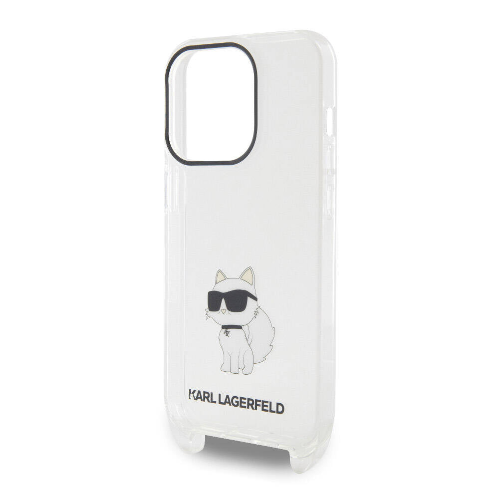 iPhone 15 Pro Max Kılıf Karl Lagerfeld orijinal Lisanslı Boyun Askılı Choupette İkonik Crossbody Kılıf